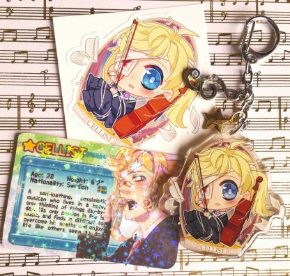 Boys Outta Luck! Cellist charm keychain accessory