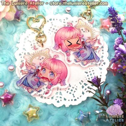 Beheaded Angel Dullahan Charm Keychain Cute Pastel Gore