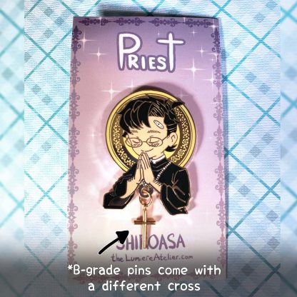 Praying Priest Hard Enamel Pin, Christian Aesthetic