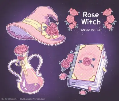 Rose Witch Acrylic Pin Occult Aesthetic