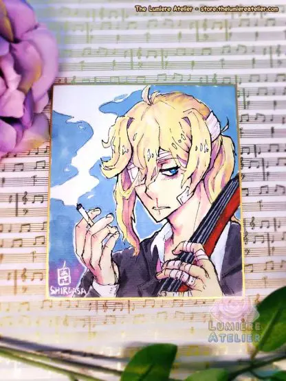 Cellist from Boys Outta Luck! on shikishi board