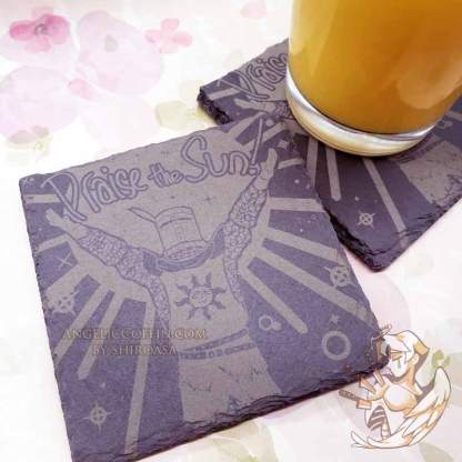 Dark Souls Solaire of Astora Stone Drink Coaster (with orange juice!)