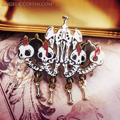Bone Chandelier Skeleton enamel pin, horror pin, gothic pin
