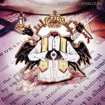 Eldritch angel enamel pin, gothic pin, christcore pin