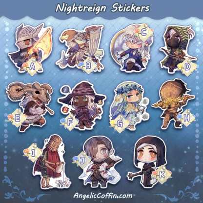 Elden Ring Nightreign vinyl decal sticker of nightfarers (Wylder, Guardian, Duchess, Ironeye, Raider, Recluse, Revenant, Executor, Iron Menial, Scholar, Undertaker)