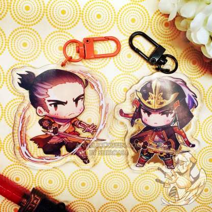Sekiro keychain charm of Wolf and Genichiro, FromSoft keychain