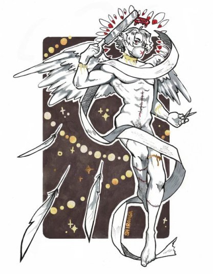 Inktober print of surgeon angel