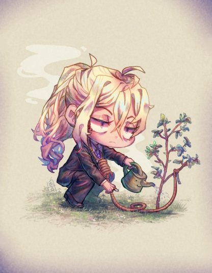 Print of Cellist taking the extra preparation for his impending death.