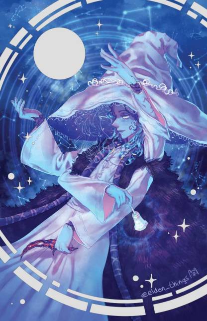 Elden Ring Lunar Princess Ranni silver foil print