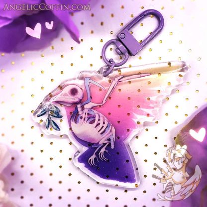 Dove of Peace Bird Skeleton Keychain Charm