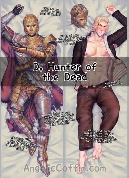 Elden Ring D (Darian) Hunter of the Dead Dakimakura body pillow, hug pillow case
