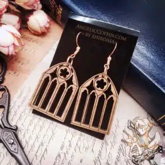 Cathedral window earrings in gothic style