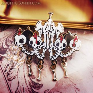 Bone Chandelier Skeleton enamel pin, horror pin, gothic pin