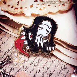 Cursed Nun Enamel Pin Gothic Lapel Pin, monster girl pin