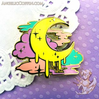 Melty Moon pastel enamel pin, cute dreamy pin of etherealcore aesthetic