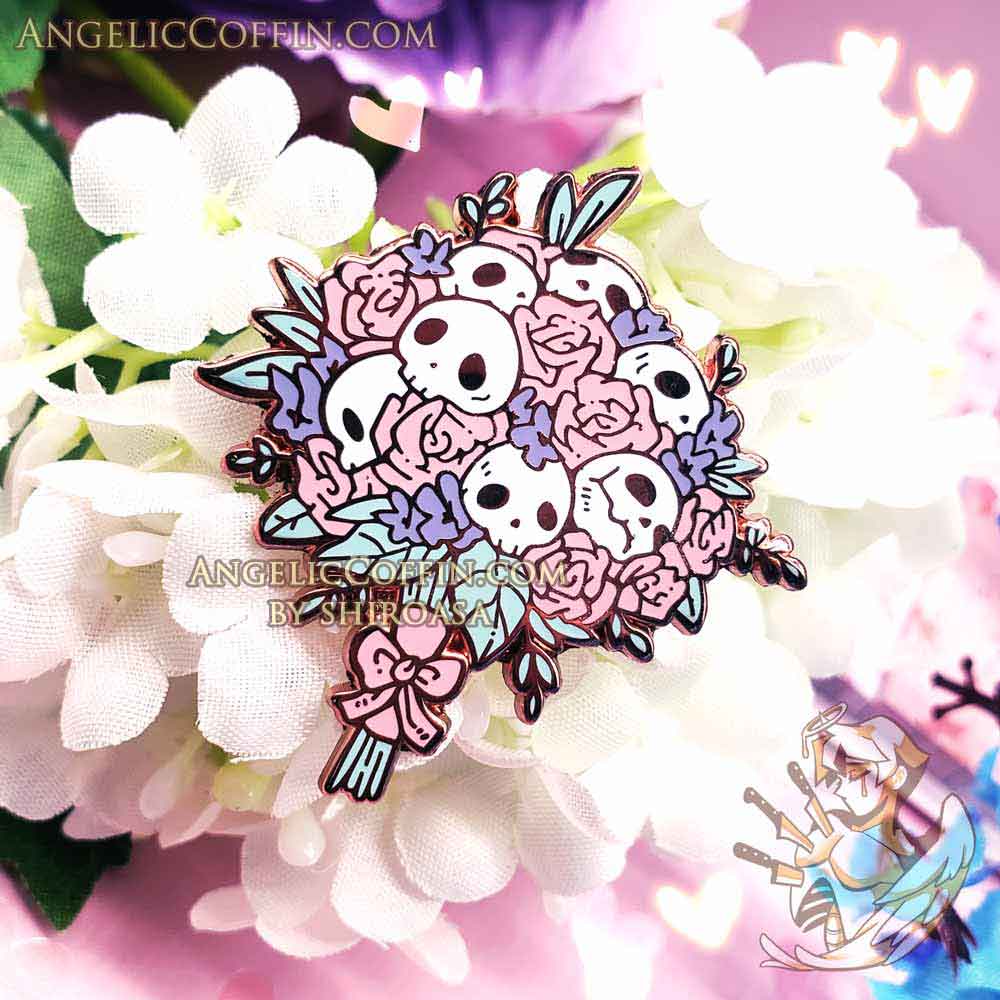 Skull Bouquet Enamel Pin  Pastel Goth Romantic Academia pin