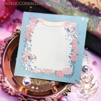 Cute sticky notes memo pad with cherub angels.