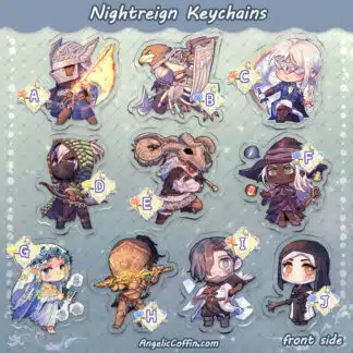 Elden Ring Nightreign keychain charm (Wylder, Guardian, Duchess, Ironeye, Raider, Recluse, Revenant, Executor, Scholar, Undertaker) front side