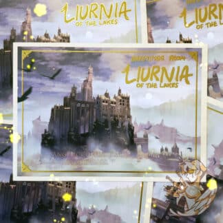 Elden Ring gold foil mini print of Liurnia of the Lakes