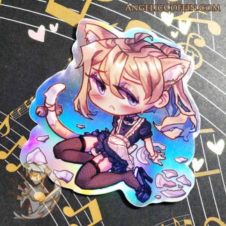 Anime Catboy sticker, femboy, cute maid sticker