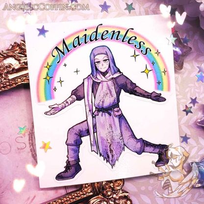 Elden Ring Sticker of Varré making sure you know you're maidenless!