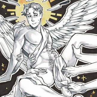 Inktober print of lewd angel