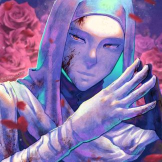 Elden Ring print of White Mask Varré who serves Luminary Mohg.