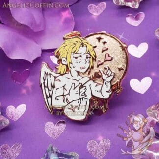 Enamel Pin Lovestruck Angel, lovecore pin, cute boy pin