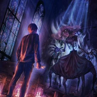 FAITH horror game fanart poster of Father John and the spindly lady.