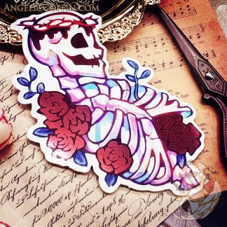 Flower Skeleton foil sticker, waterproof vinyl sticker