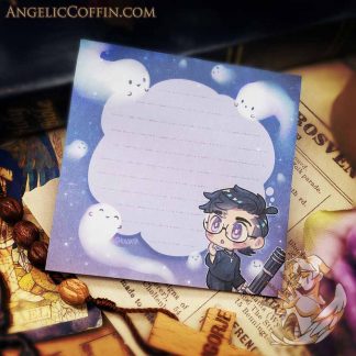 Cute sticky notes memo pad with Priest talking to ghosts (from Boys Outta Luck!).