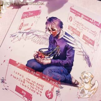 Print of an angel boy holding his own heart